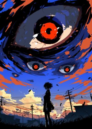 Abnormal Core: A Girl and the Giant Eye - Premium Wooden Framed Poster. Ready to Hang.