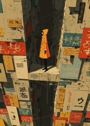 Abnormal Core: A Cityscape of Solitude - Premium Wooden Framed Poster. Ready to Hang.