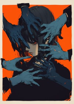 Abnormal Core: A haunting illustration of vulnerability and oppression - Premium Wooden Framed Poster. Ready to Hang.