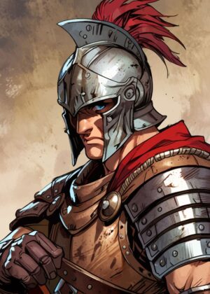 Gladiator: A Roman Warrior's Portrait - Premium Wooden Framed Poster. Ready to Hang.