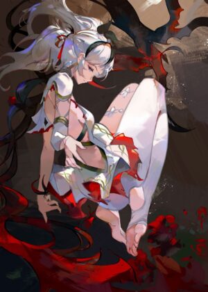 Ethereal Beauty: A Digital Painting of a Fantasy Woman - Premium Wooden Framed Poster. Ready to Hang.