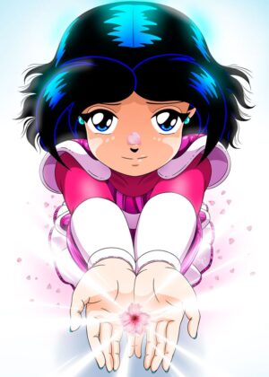 Karen and the Sakura Blossom: Anime Art Print - Premium Wooden Framed Poster. Ready to Hang.