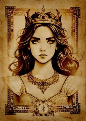 Nemesis of Retribution: A Queen's Portrait - Premium Wooden Framed Poster. Ready to Hang.