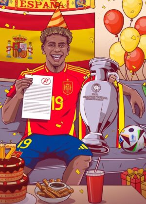 Celebrating Success: A Vibrant Illustration of Achievement - Premium Wooden Framed Poster. Ready to Hang.