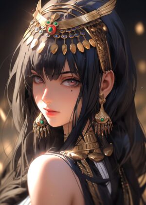 Cute Cleopatra: Anime Art Print - Premium Wooden Framed Poster. Ready to Hang.