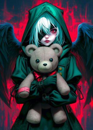Dark Angel Gothic Girl Art Print - Premium Wooden Framed Poster. Ready to Hang.