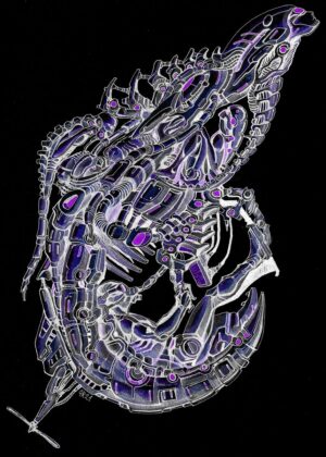 Cybernetic Prawn: Sci-Fi Alien Spaceship Art Print - Premium Wooden Framed Poster. Ready to Hang.