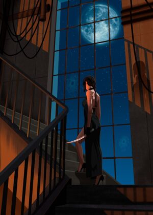 Nightfall Assassin: A Stylish Thriller Art Print - Premium Wooden Framed Poster. Ready to Hang.