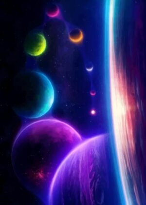 Cosmic Dreamscape: A Vibrant Journey Through the Galaxy - Premium Wooden Framed Poster. Ready to Hang.
