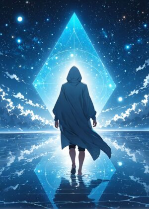 The Blue Mirror: A Journey into the Celestial - Premium Wooden Framed Poster. Ready to Hang.