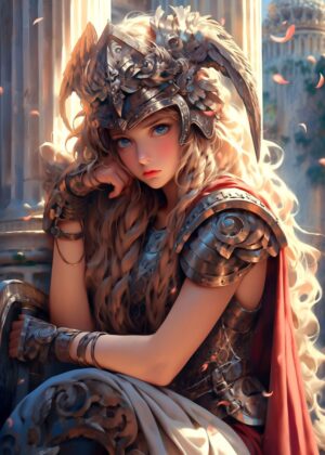 Beautiful Valkyrie: Digital Art Print - Premium Wooden Framed Poster. Ready to Hang.