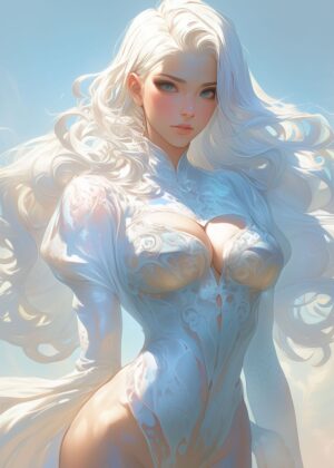 Celestial Seraphine: Anime Angel Art Print - Premium Wooden Framed Poster. Ready to Hang.