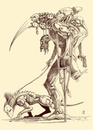 Cyberpunk Warrior Art Print: Dystopian Future - Premium Wooden Framed Poster. Ready to Hang.