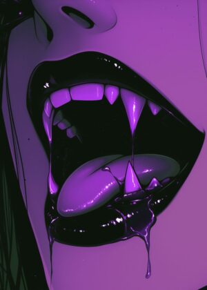 Let Me Taste You: Enticing Vampire Art Print - Premium Wooden Framed Poster. Ready to Hang.