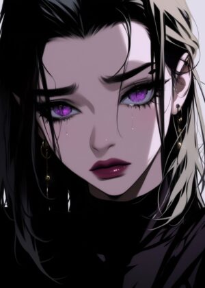Heartbreak and Tears: Anime Girl Art Print - Premium Wooden Framed Poster. Ready to Hang.