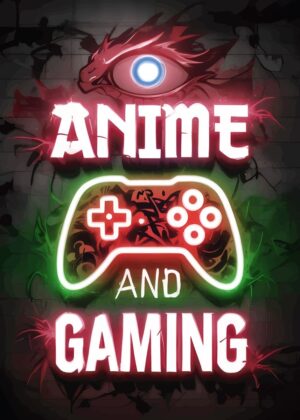 Anime and Gaming Neon Art - Premium Wooden Framed Poster. Ready to Hang.