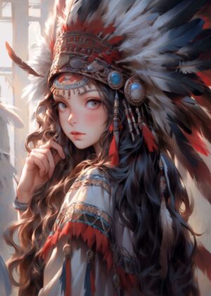 American Princess: A Native American Inspired Art Print - Premium Wooden Framed Poster. Ready to Hang.