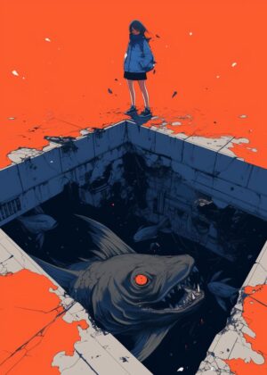 Abnormal Core: A Girl on the Precipice - Premium Wooden Framed Poster. Ready to Hang.