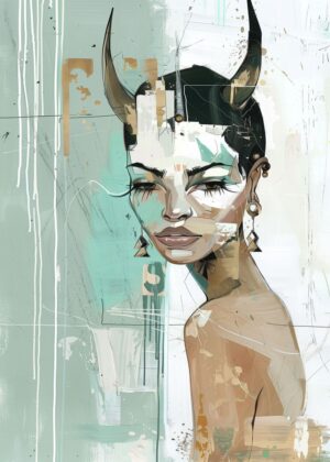 Horn Girl Tara: A Striking Portrait of Strength and Grace - Premium Wooden Framed Poster. Ready to Hang.