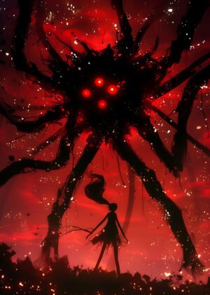 Four Eye Demon Spider: Digital Art Print - Premium Wooden Framed Poster. Ready to Hang.