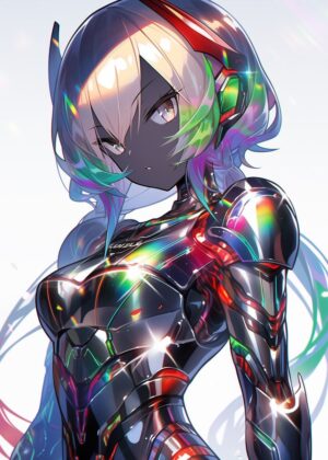 Cute Girl Cyborg Art Print - Premium Wooden Framed Poster. Ready to Hang.