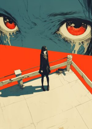 Abnormal Core: A Girl and the Giant Eye - Premium Wooden Framed Poster. Ready to Hang.