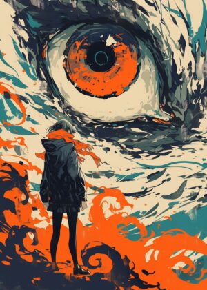 Giant Eye Abstract Art Print: Confrontation - Premium Wooden Framed Poster. Ready to Hang.