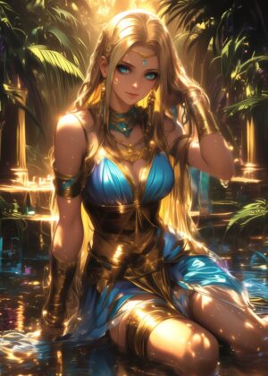Golden Empress: A Fantasy Art Print - Premium Wooden Framed Poster. Ready to Hang.