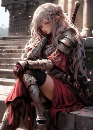 Beautiful Warrior Elf Girl Art Print - Premium Wooden Framed Poster. Ready to Hang.