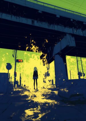 Abnormal Core: A Cityscape of Solitude and Mystery - Premium Wooden Framed Poster. Ready to Hang.