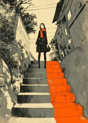 Ascending the Path: A Journey of Self-Discovery - Premium Wooden Framed Poster. Ready to Hang.