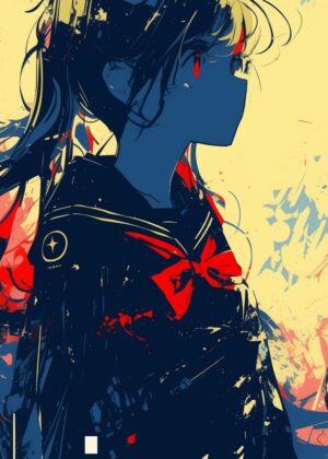 Abstract Anime Girl Art Print: Abnormal Core - Premium Wooden Framed Poster. Ready to Hang.