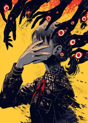 Eyes of the Abyss: An Art Print of Unease - Premium Wooden Framed Poster. Ready to Hang.