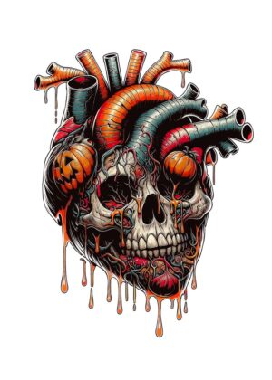 Anatomical Heart Halloween Artwork - Premium Wooden Framed Poster. Ready to Hang.