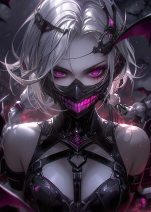 Dark Fantasy Anime Girl Art Print - Premium Wooden Framed Poster. Ready to Hang.
