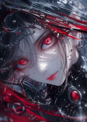 Bloody Rain Anime Girl Art Print - Premium Wooden Framed Poster. Ready to Hang.