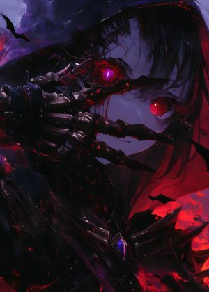 Dark Psycho Girl: Anime Art Print - Premium Wooden Framed Poster. Ready to Hang.