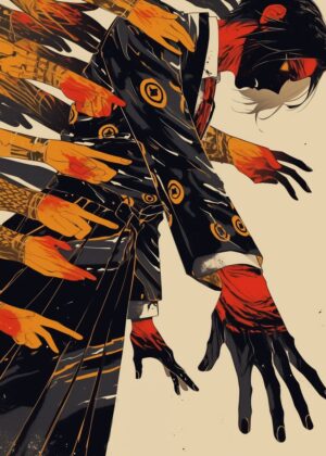 Crimson Core: A Surreal Art Print - Premium Wooden Framed Poster. Ready to Hang.