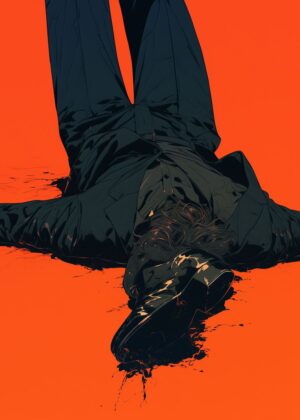 Crimson Fall: A Stylish Artwork - Premium Wooden Framed Poster. Ready to Hang.