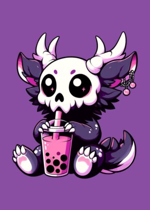 Cute Wendigo Drum Player Illustration - Premium Wooden Framed Poster. Ready to Hang.