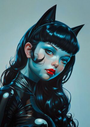 Mysterious Girl: A Dark and Enchanting Digital Art Print - Premium Wooden Framed Poster. Ready to Hang.