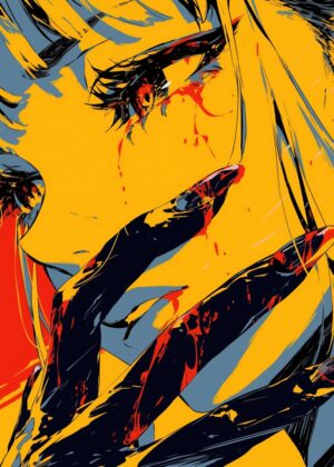 Abnormal Core: Abstract Expressionist Anime Art Print - Premium Wooden Framed Poster. Ready to Hang.