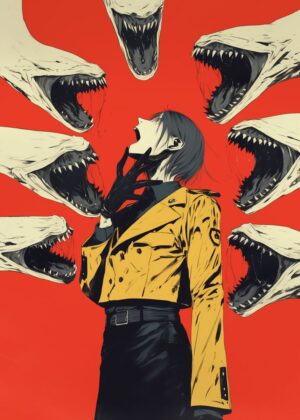 Surreal Horror Artwork: The Scream - Premium Wooden Framed Poster. Ready to Hang.