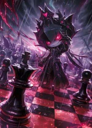 The Queen of Chess: Dark Fantasy Artwork - Premium Wooden Framed Poster. Ready to Hang.