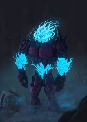 Enchanted Golem: Digital Fantasy Art Print - Premium Wooden Framed Poster. Ready to Hang.