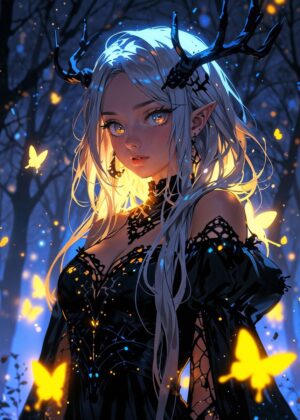 Enchanted Twilight: A Fairytale Fantasy Art Print - Premium Wooden Framed Poster. Ready to Hang.