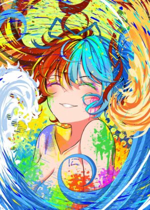 Vibrant Anime Girl Artwork: Ni Inspired - Premium Wooden Framed Poster. Ready to Hang.