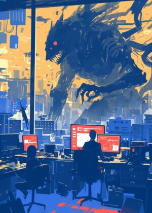 Abnormal Core: City Under Siege - Digital Art Print - Premium Wooden Framed Poster. Ready to Hang.