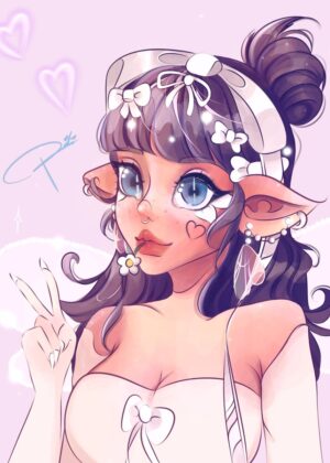 Adorable Anime Girl Art Print - Premium Wooden Framed Poster. Ready to Hang.