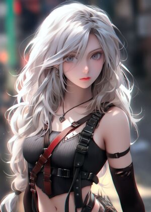 Tokyo Street Style: Anime Girl Art Print - Premium Wooden Framed Poster. Ready to Hang.